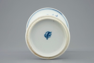 A Chinese blue and white gu vase with long Elizas, Kangxi